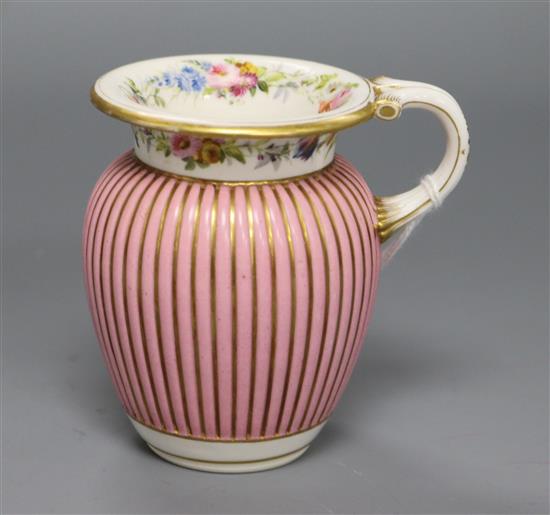 A Sevres pink ground milk jug, dated 1839 height 9cm